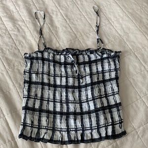 American Threads Plaid Gingham Crop Tank